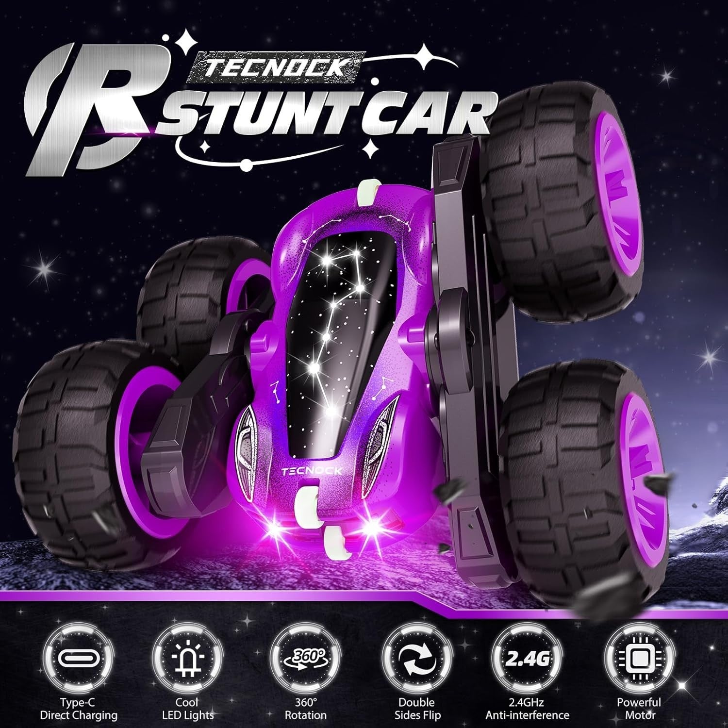 360° Flip RC Stunt Car for Kids 3-12 | LED 4WD Double-Sided Toy Truck