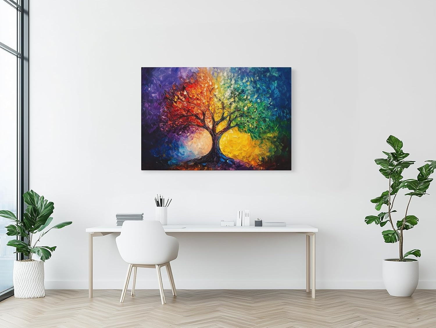 Pastello Colourful Tree of Life Canvas Wall Art 41x31cm Framed