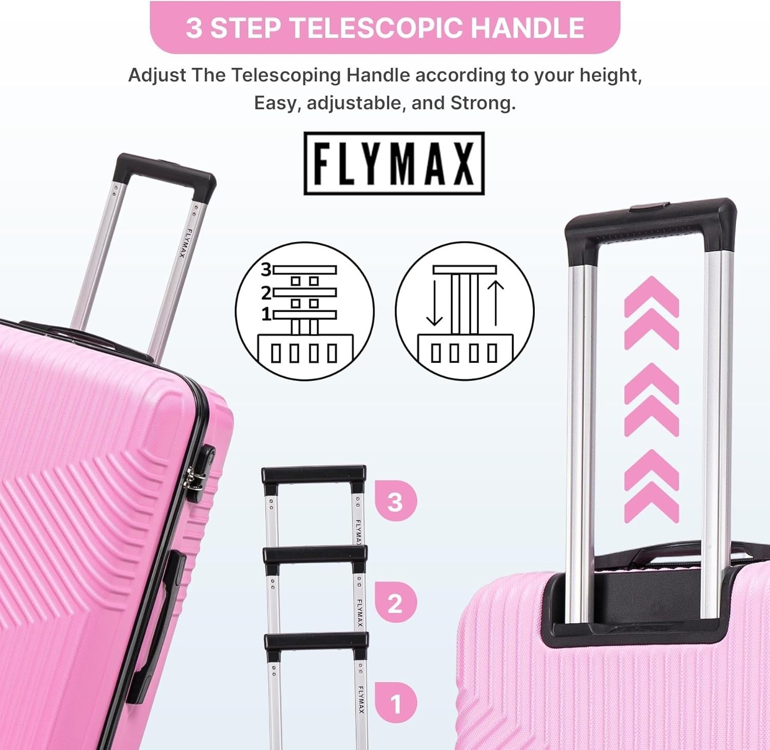 29'' Large Check In Suitcase Hard Shell Lightweight 4 Spinner Wheels Lock Pink