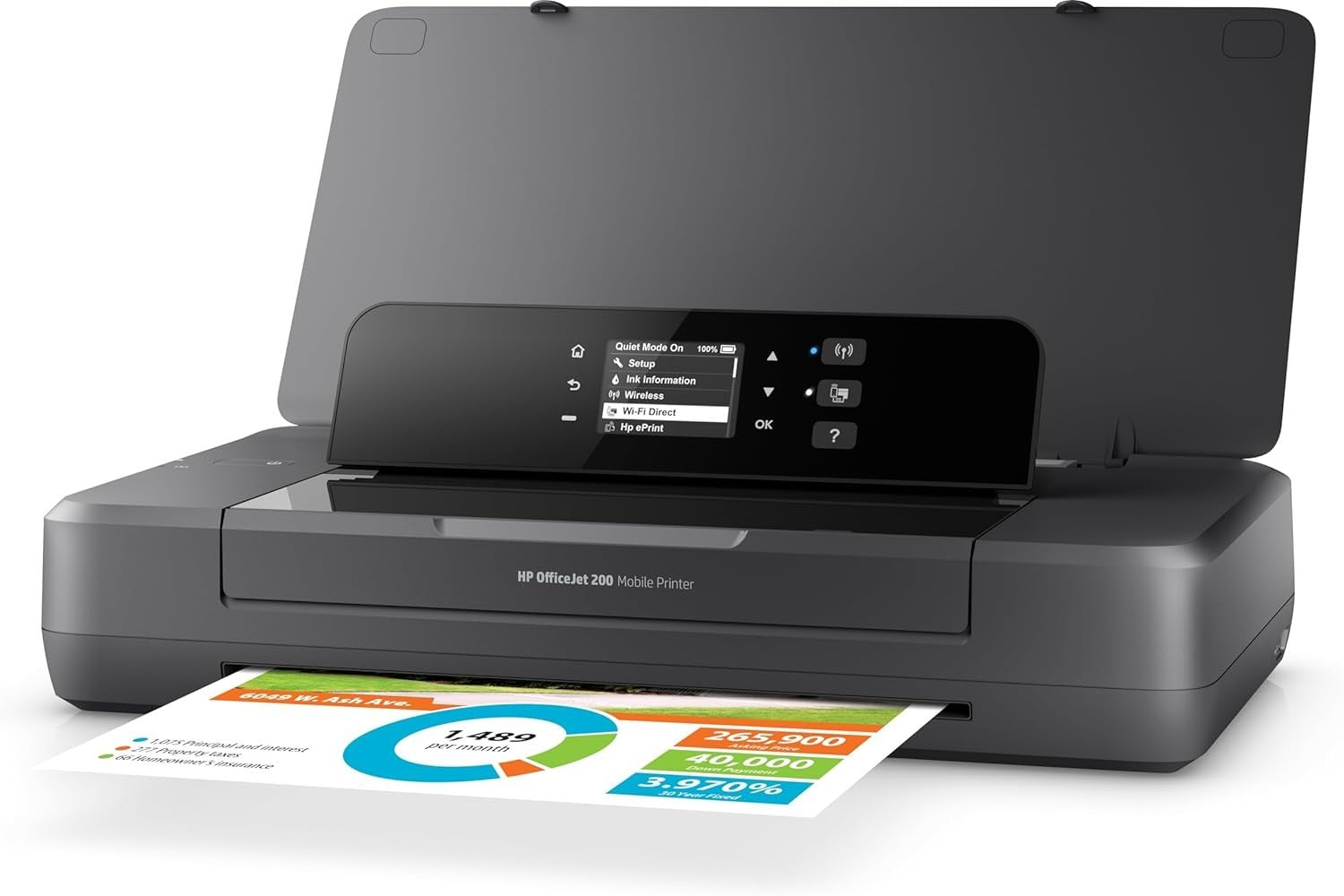 Portable Wireless Colour Printer Compact USB Black Travel Office A4