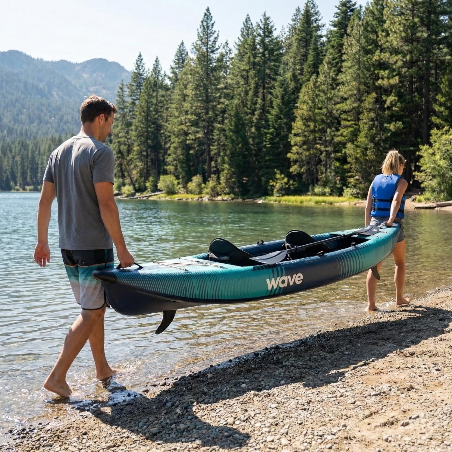 3 Person Inflatable Touring Kayak PVC Canoe Set w/ Pump Paddles