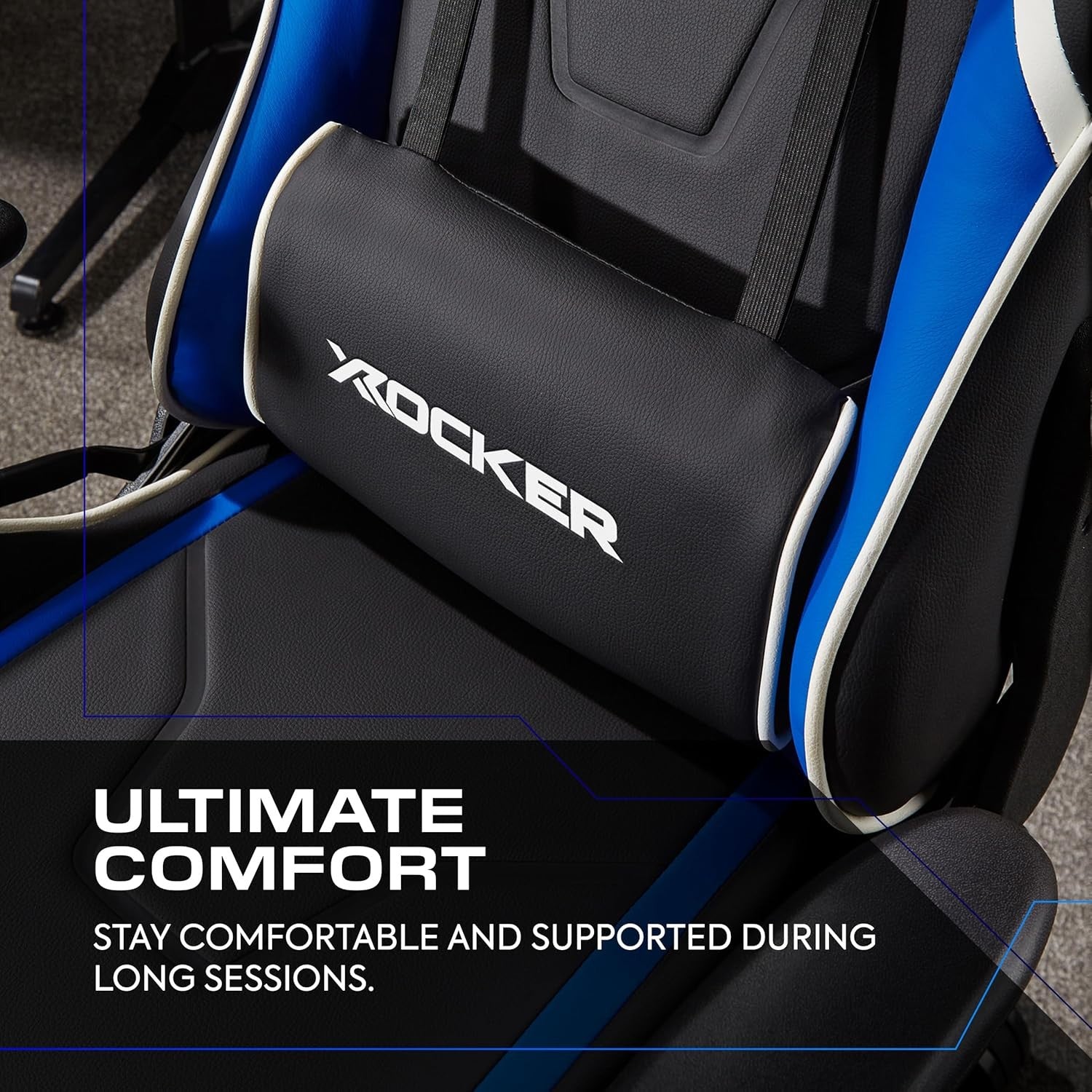 Kids Gaming Chair High Back eSports Faux Leather Blue/Black