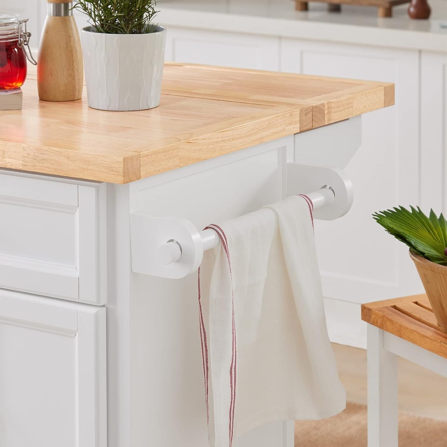 Rolling Kitchen Island Cart with Extendable Worktop, Drawers & Adjustable Shelve