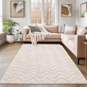 Beige Large Area Rug 160x230cm Washable Non Slip Soft Low Pile Living Room