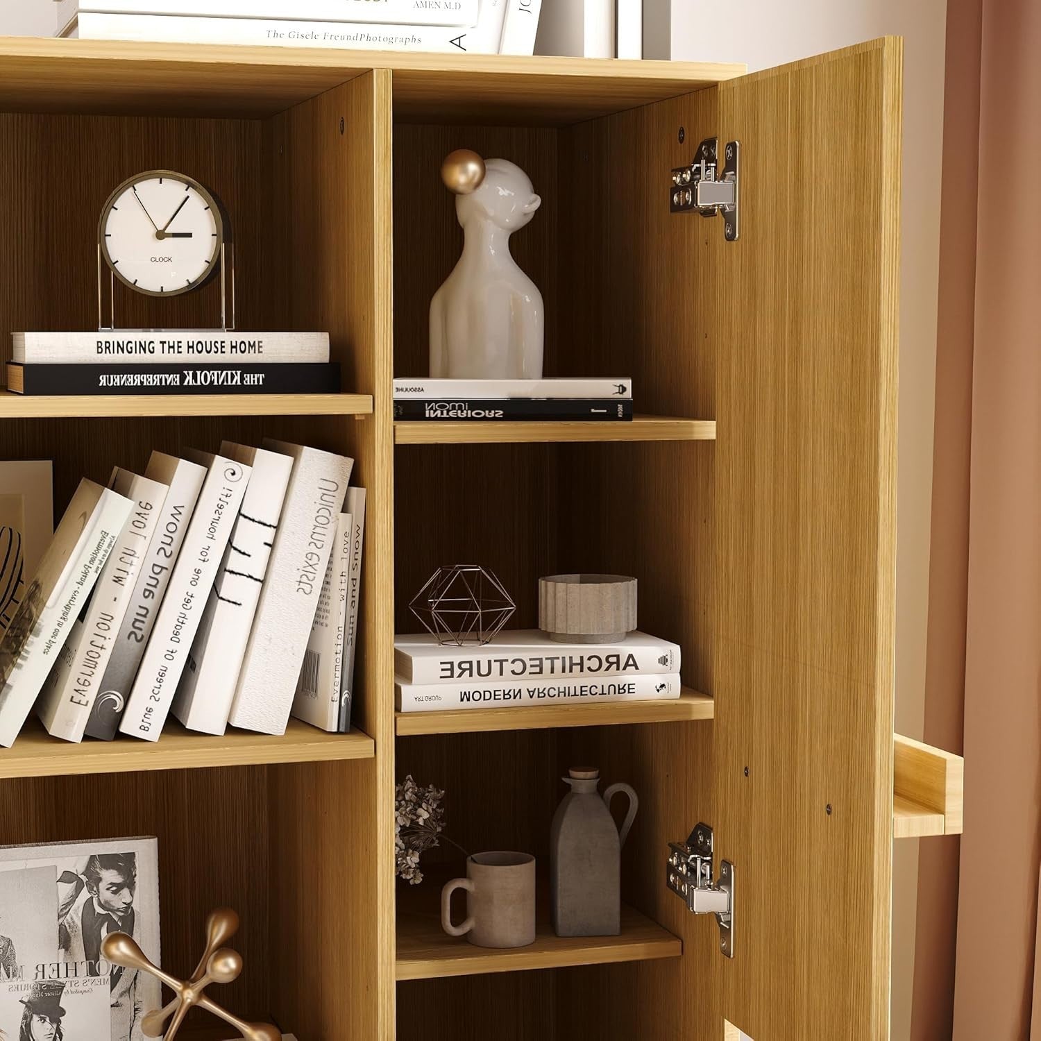 Modern Wooden File Cabinet Storage Cupboard with Doors Drawer Home Office