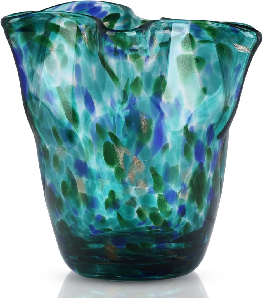 Blown Glass Vase Wide Mouth Modern Decorative Flower Vase Home Decor