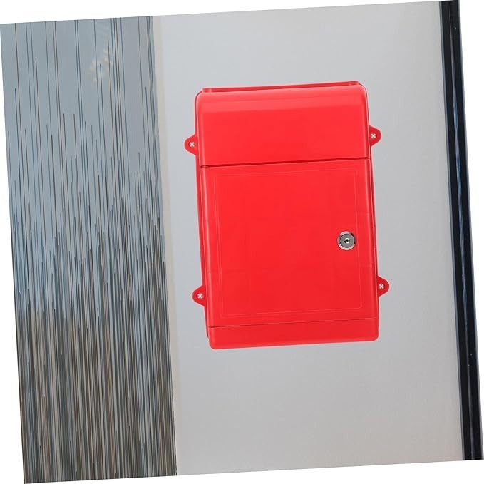 Lockable Wall Mount Mailbox Red – Secure Outdoor Post Box Polypropylene Bin