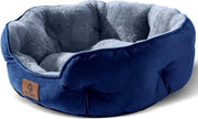 Medium Dog Cat Bed 25in Sherpa Fleece Washable Pet Bed Non Slip Blue