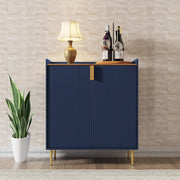 Luxury Blue Drinks Cabinet with Wine Rack & Glass Holders – Modern Bar Sideboard