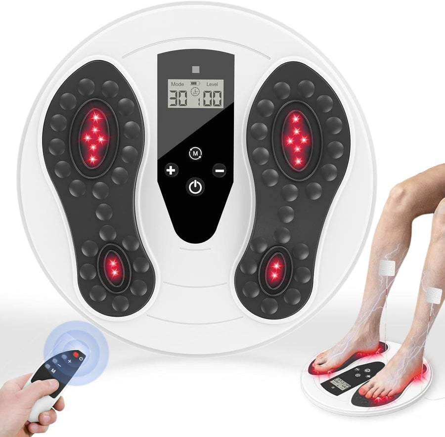 Foot Circulation Booster EMS Massager with Red Light Therapy & TENS Pain Relief
