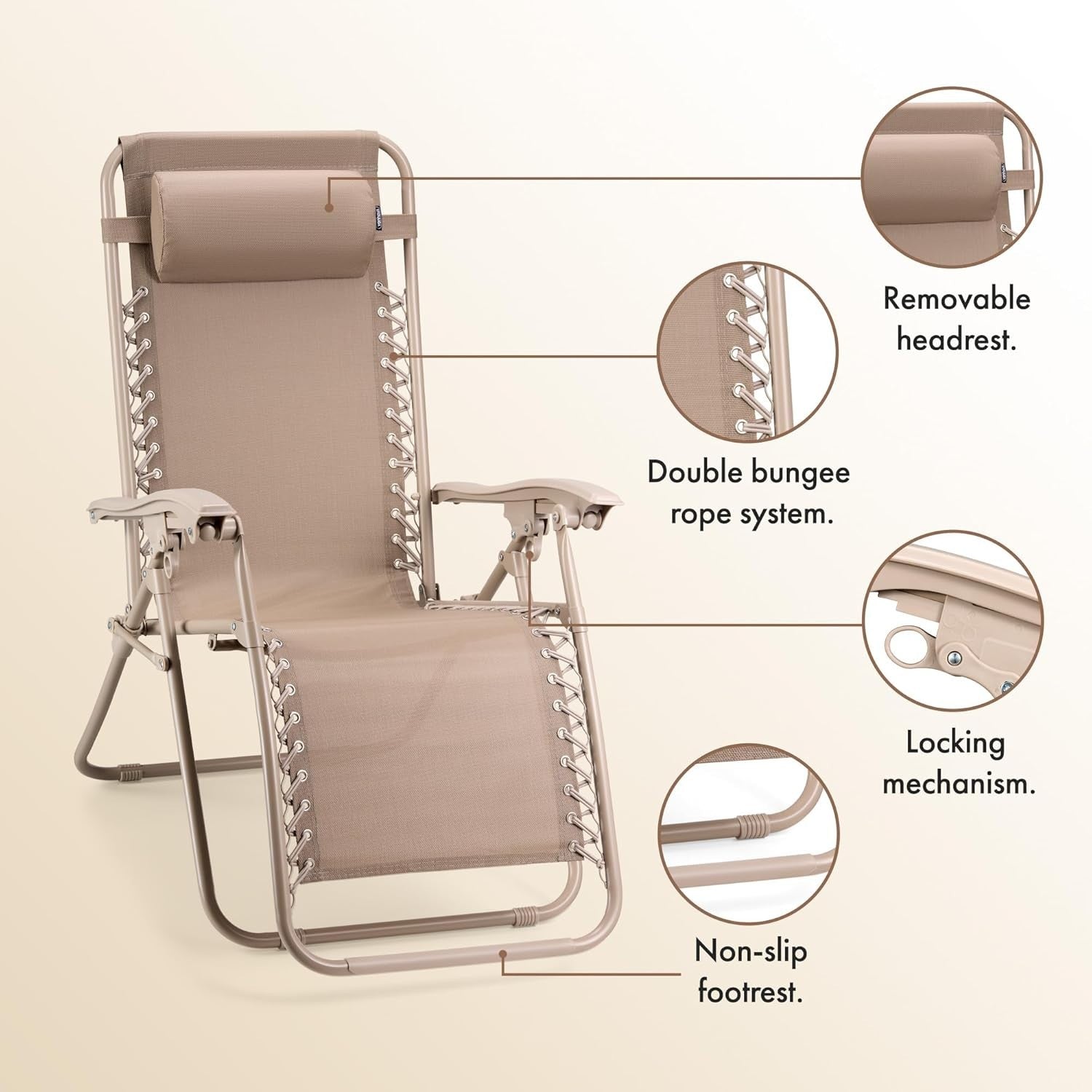 Reclining Zero Gravity Outdoor Sun Loungers 2-Pack Folding Patio Chairs