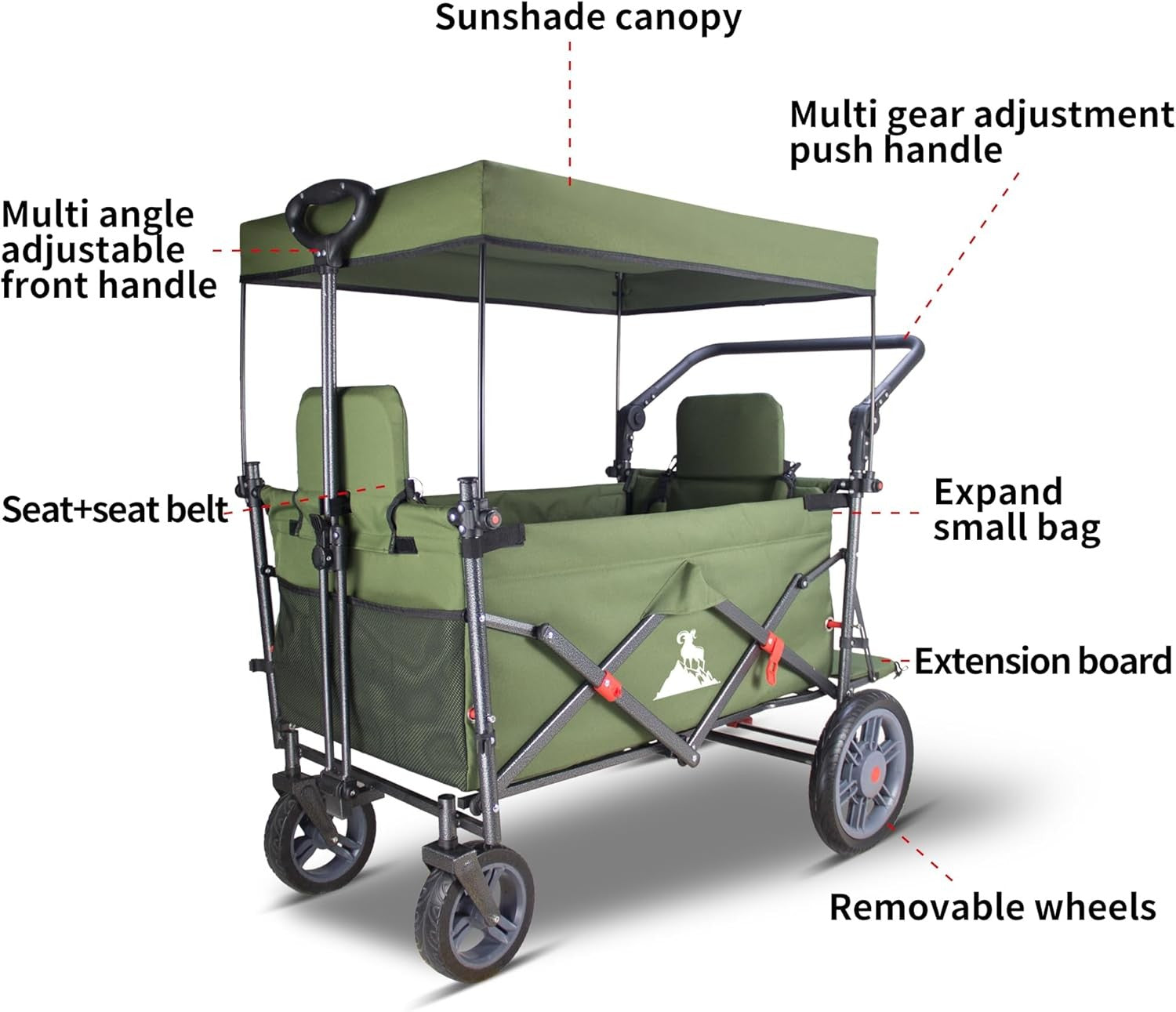 Folding Garden Wagon Cart Heavy Duty Outdoor Pull Trolley