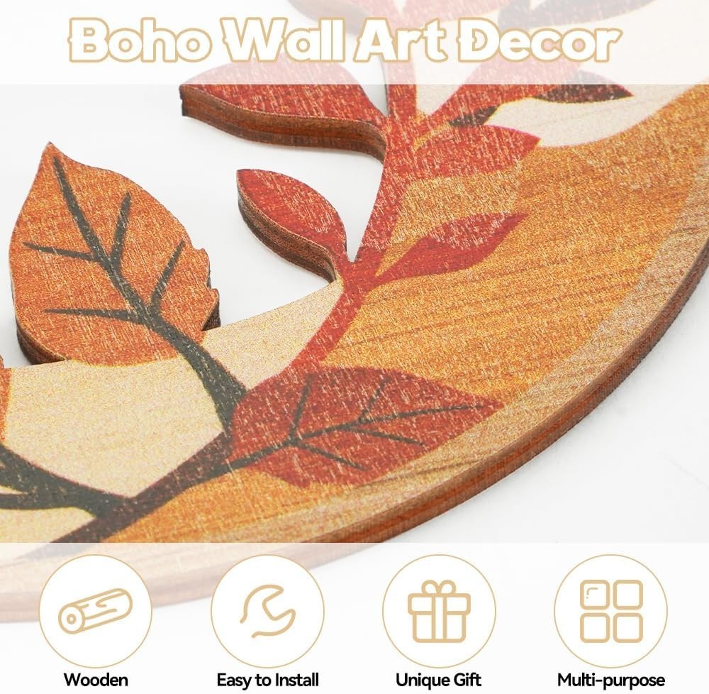 6-Pc Boho Wooden Wall Art Botanical Geometric Hanging Decor