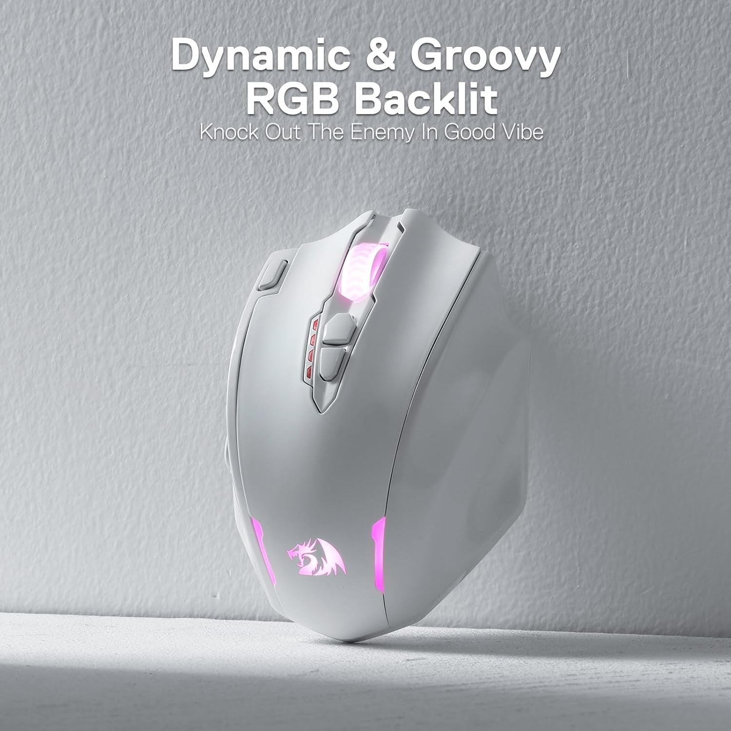 White Wireless Gaming Mouse 16000 DPI RGB MMO 16 Buttons Rechargeable