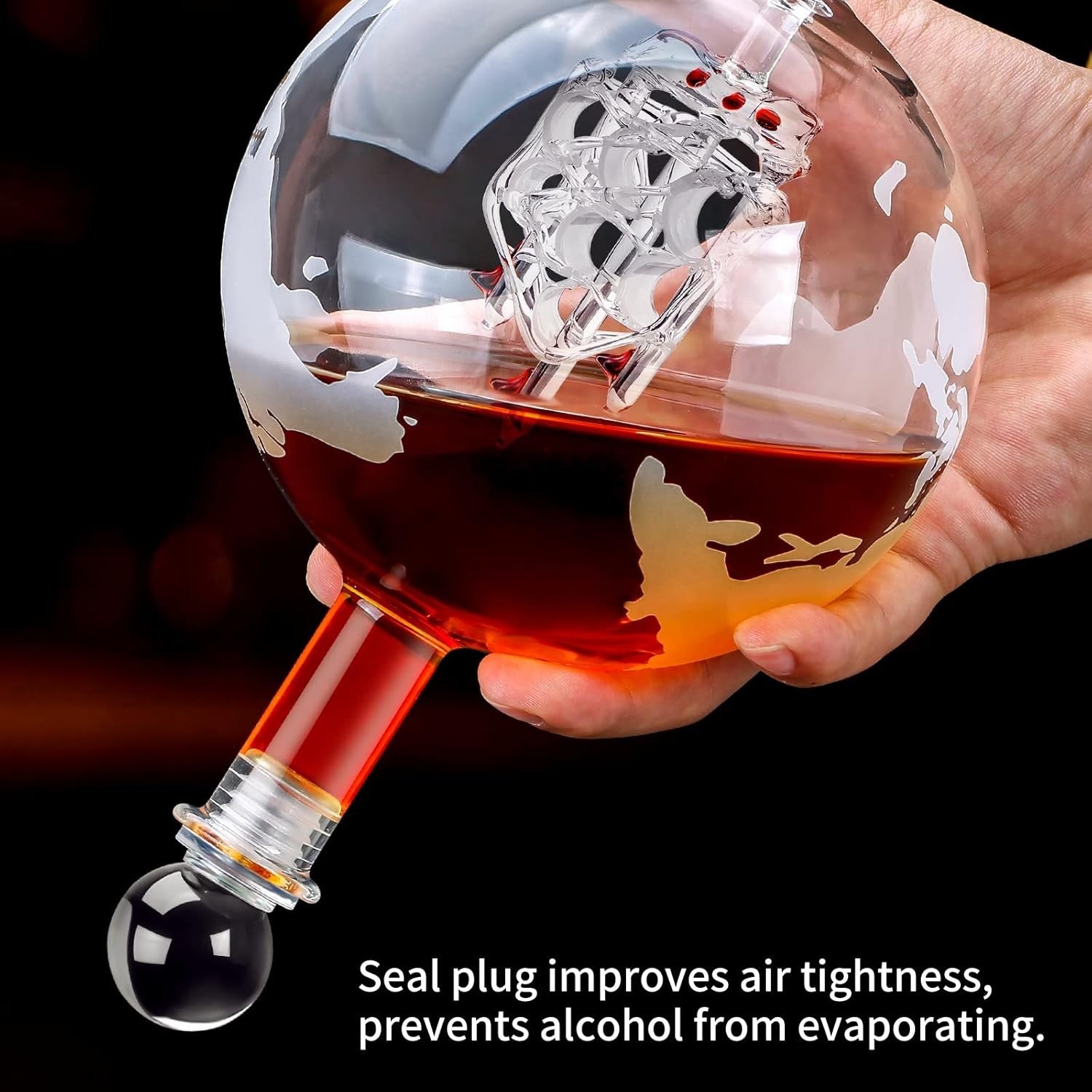Globe Whiskey Decanter Set 900ml with 3 Glasses & 6 Stones | Luxury Gift for Men