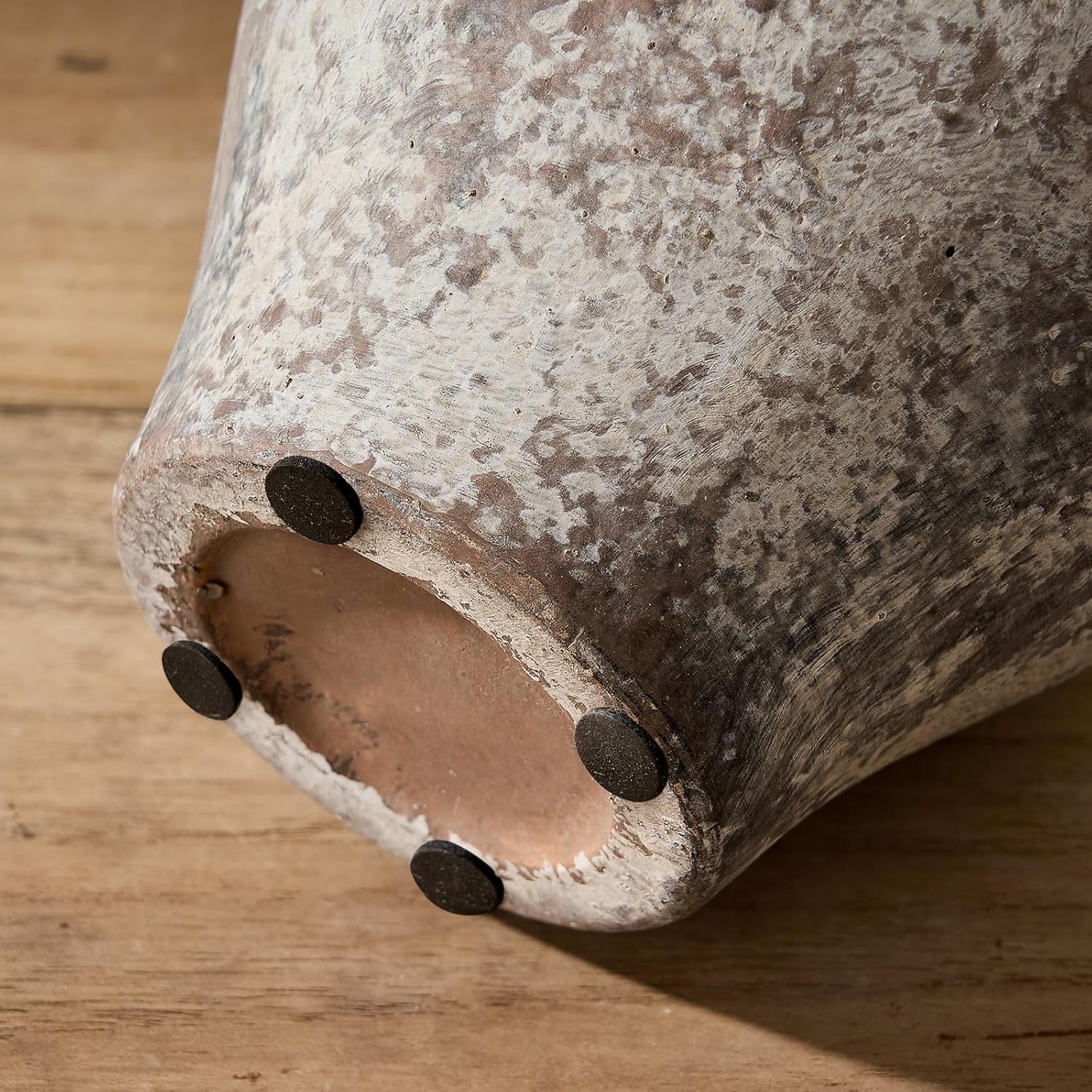 Rustic Ceramic Vase with Handle 8.25in Farmhouse Terracotta Decor