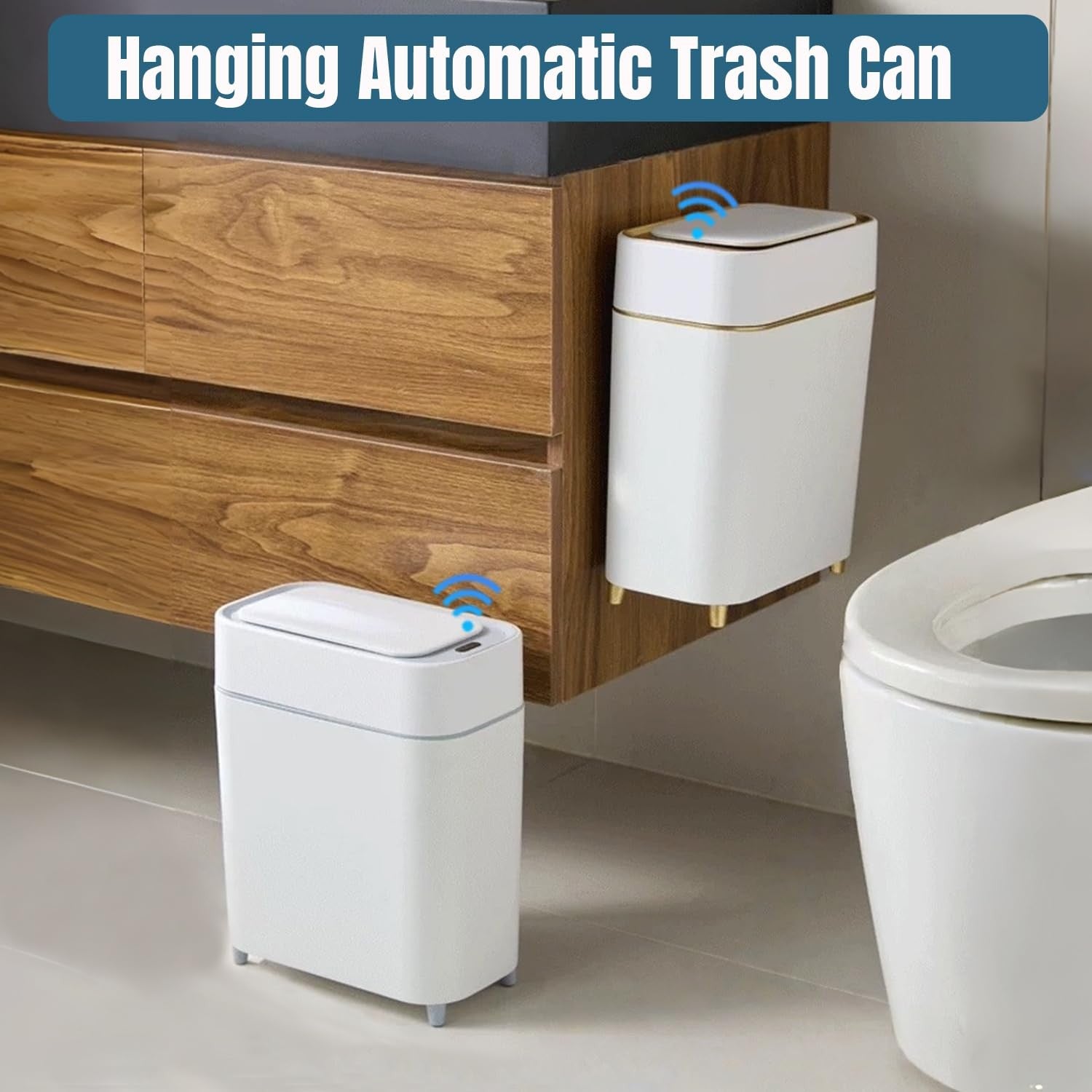 2 Pack Touchless Motion Sensor Trash Can Slim Bathroom 2.3 Gal