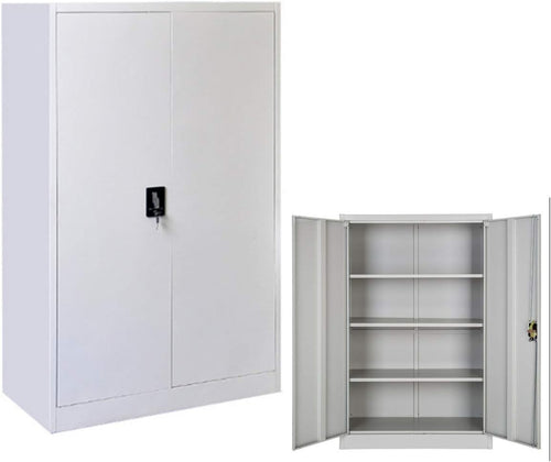 Lockable Metal File Cabinet 4 Tier Storage Cupboard with Shelves Office