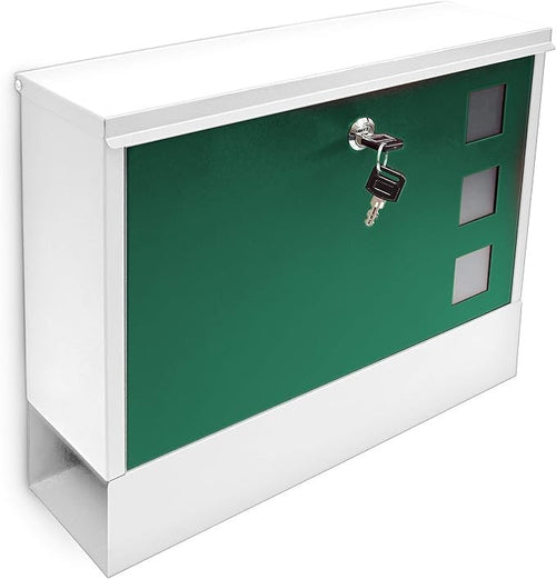 Lockable Wall Mounted Mailbox with Keys Metal Letterbox A4 Slot Weatherproof