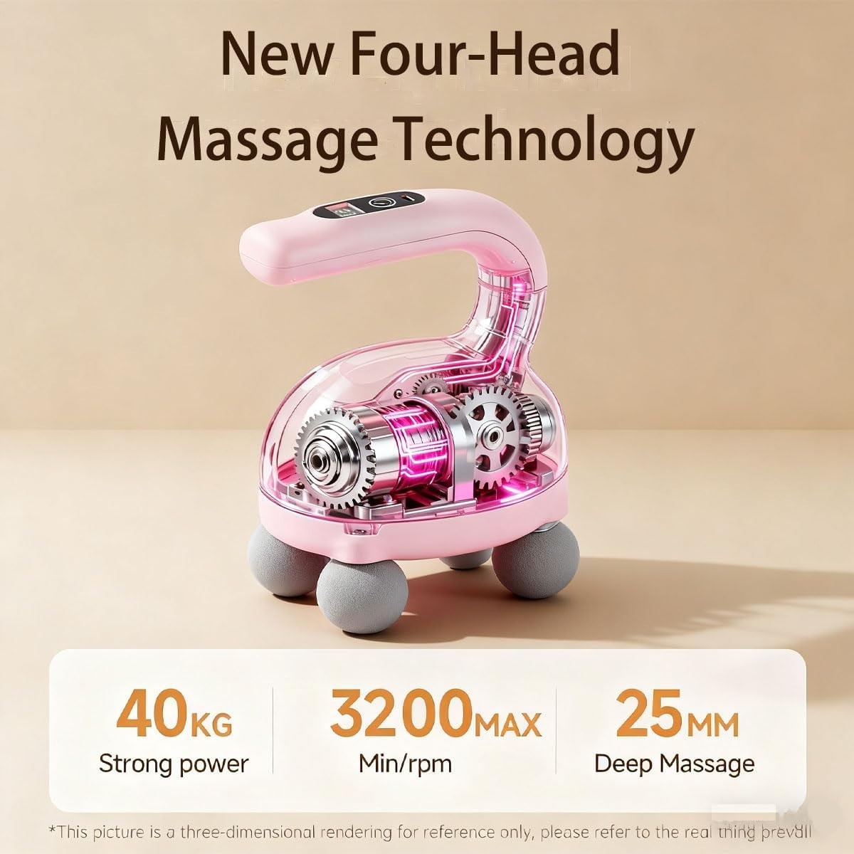 Deep Tissue Massage Gun Quad Head Muscle Relief Portable Percussion Massager