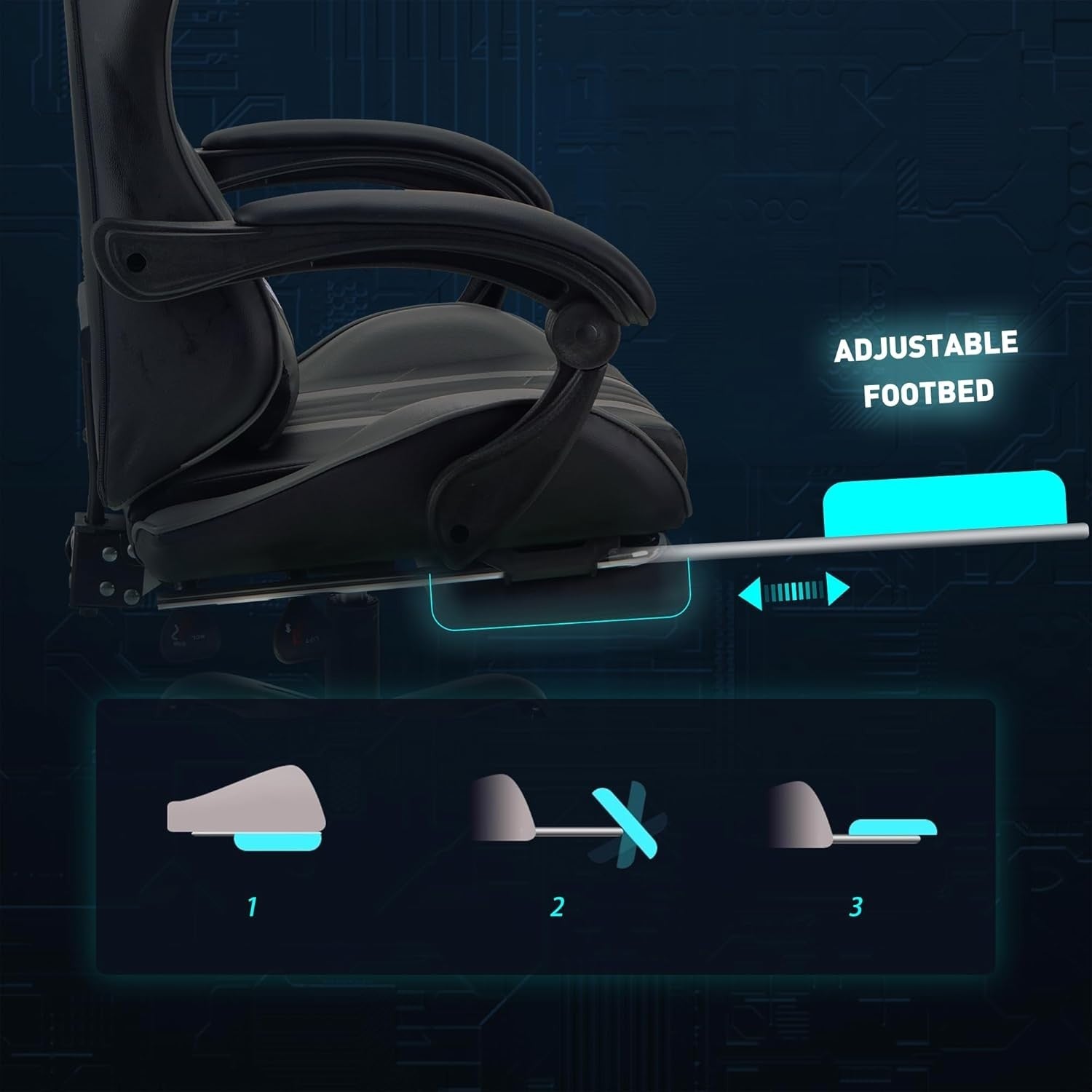 Ergonomic Gaming Chair Office Computer Desk Seat Recliner Faux Leather Grey