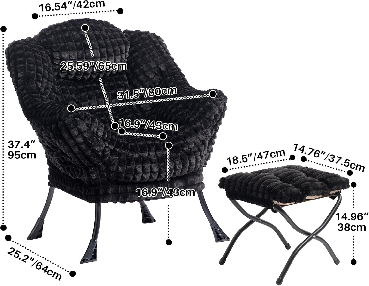 Comfy Armchair with Footstool Set Plush Padded Chair Lounge Bedroom Relax