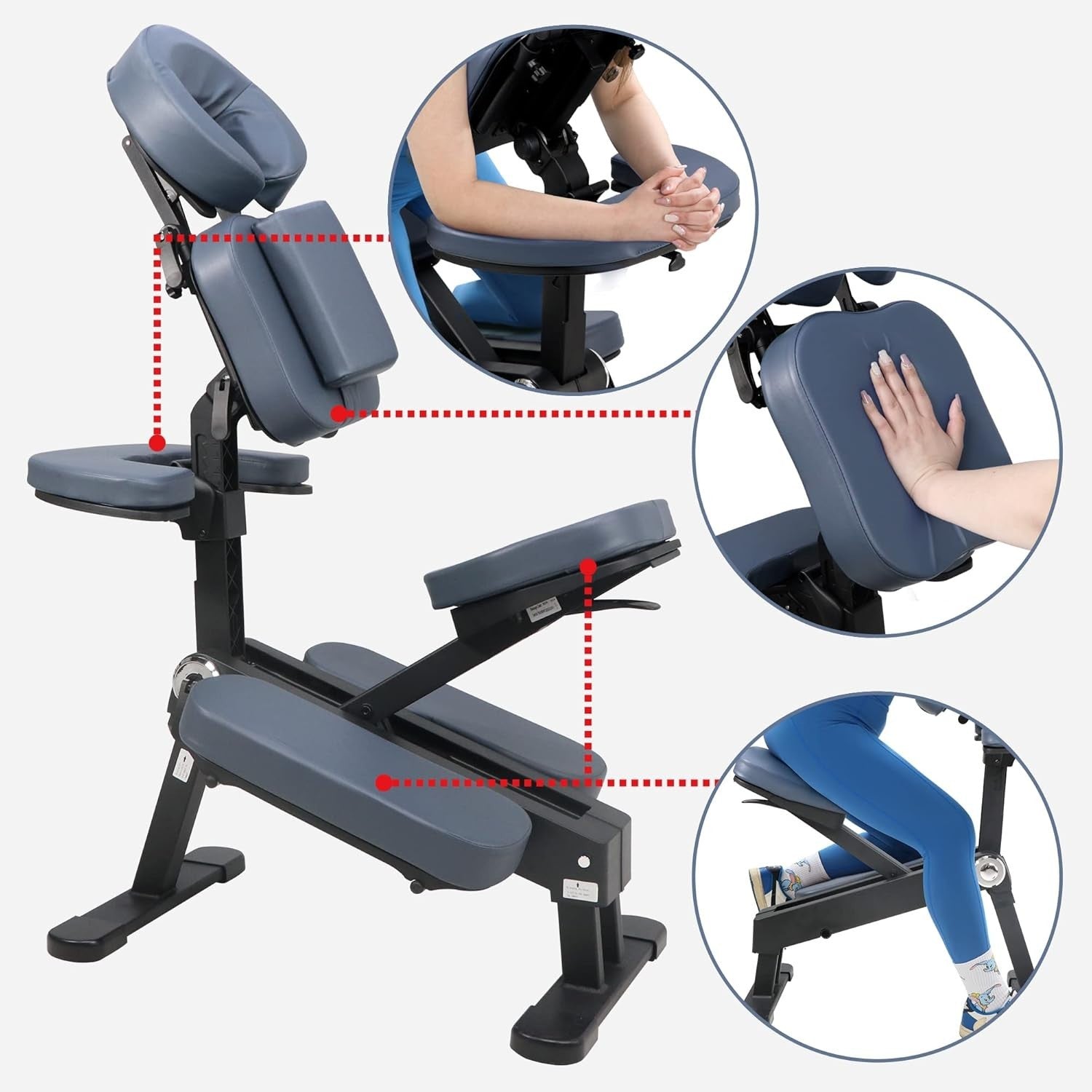 Portable Massage Chair Adjustable Lightweight Aluminum Tattoo Spa Therapy Blue