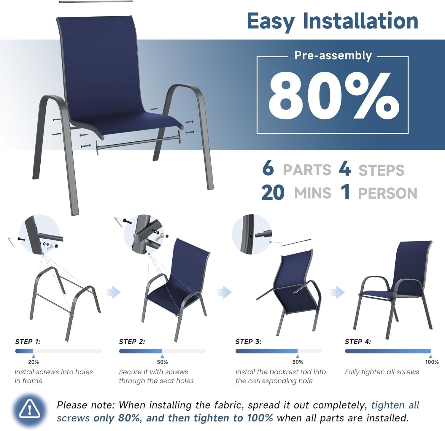 6x Stackable Outdoor Patio Dining Chairs Weatherproof Garden Seating