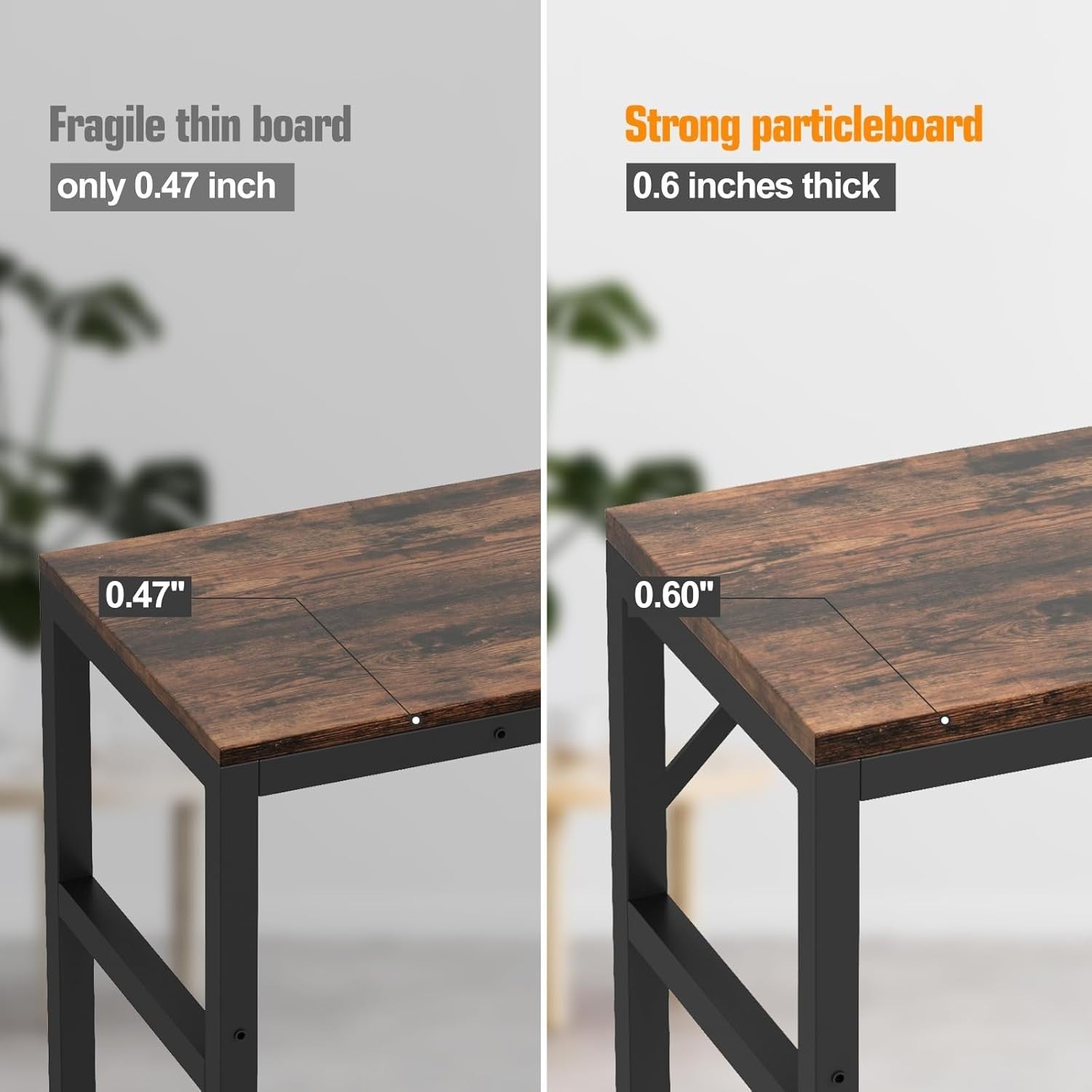 Narrow Sofa & Console Table 2-Tier Storage, Sturdy Wood & Metal, Multiuse