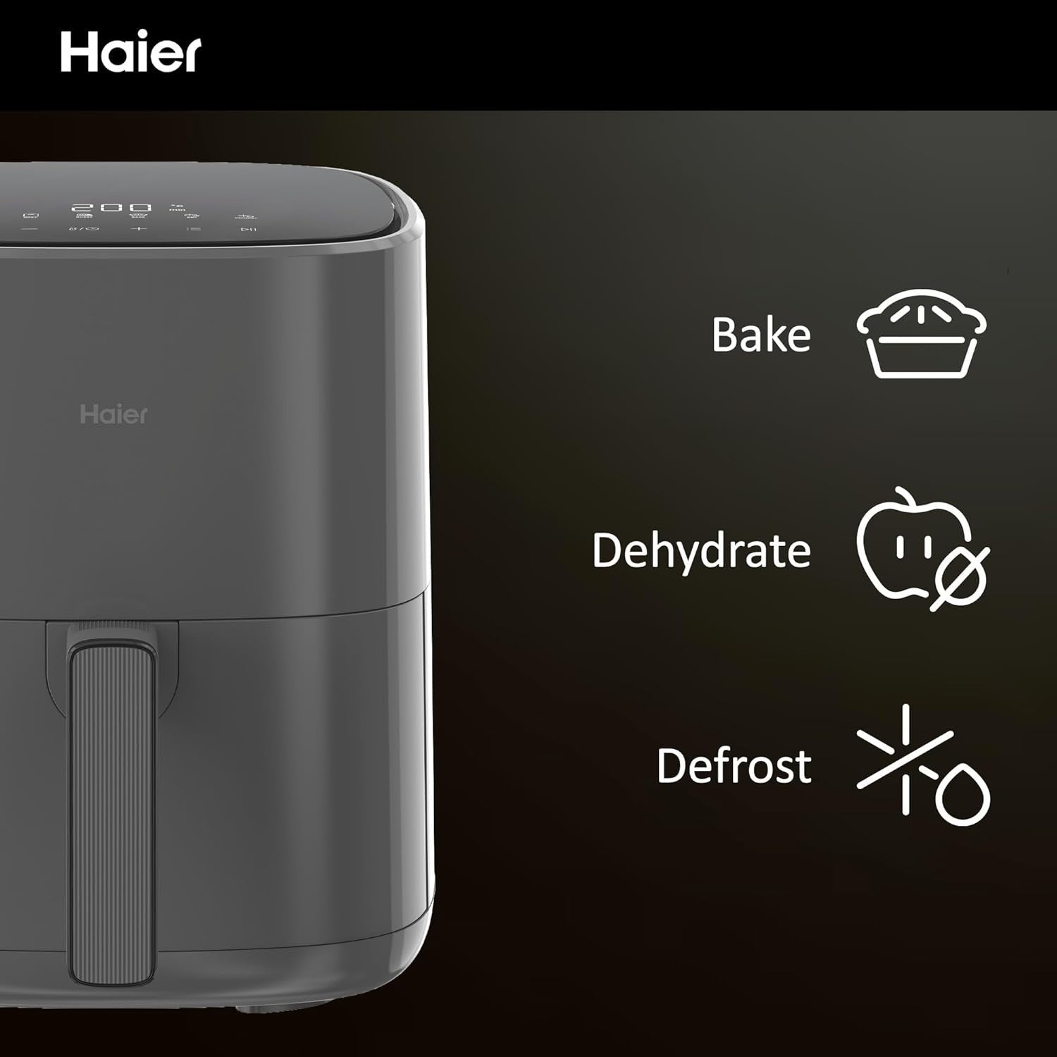 5L Digital Air Fryer 6in1 Bake Roast Grill Defrost Dehydrate 80-200°C