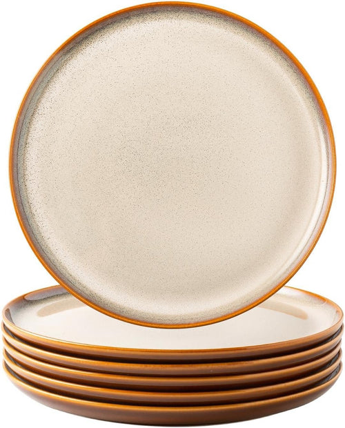Dinner Plates Set of 6 27cm Ceramic Stoneware Scratch Resistant Cappuccino