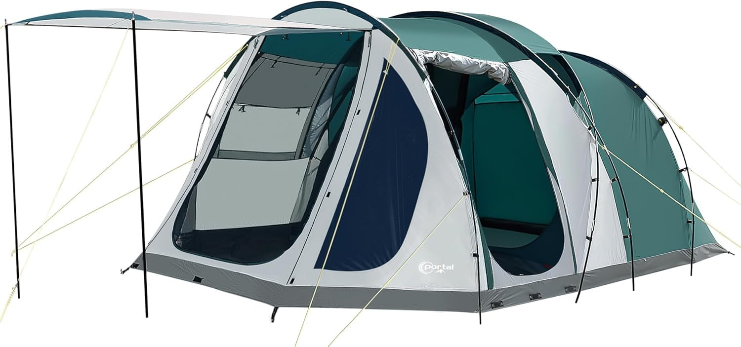 Green 4-5 Person Portal Luxury Camping Tent – Waterproof, Spacious