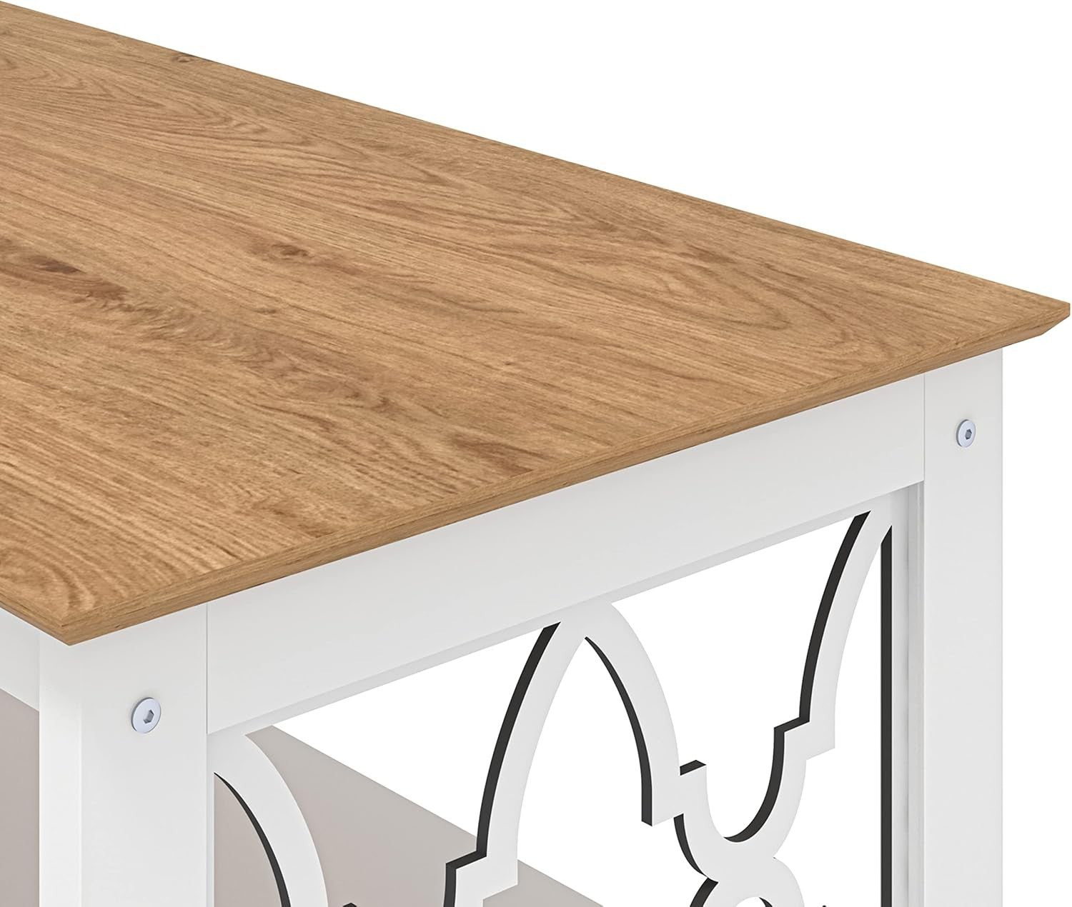 Modern Rectangular Coffee Table with Storage Shelf White Oak 90x50x44cm