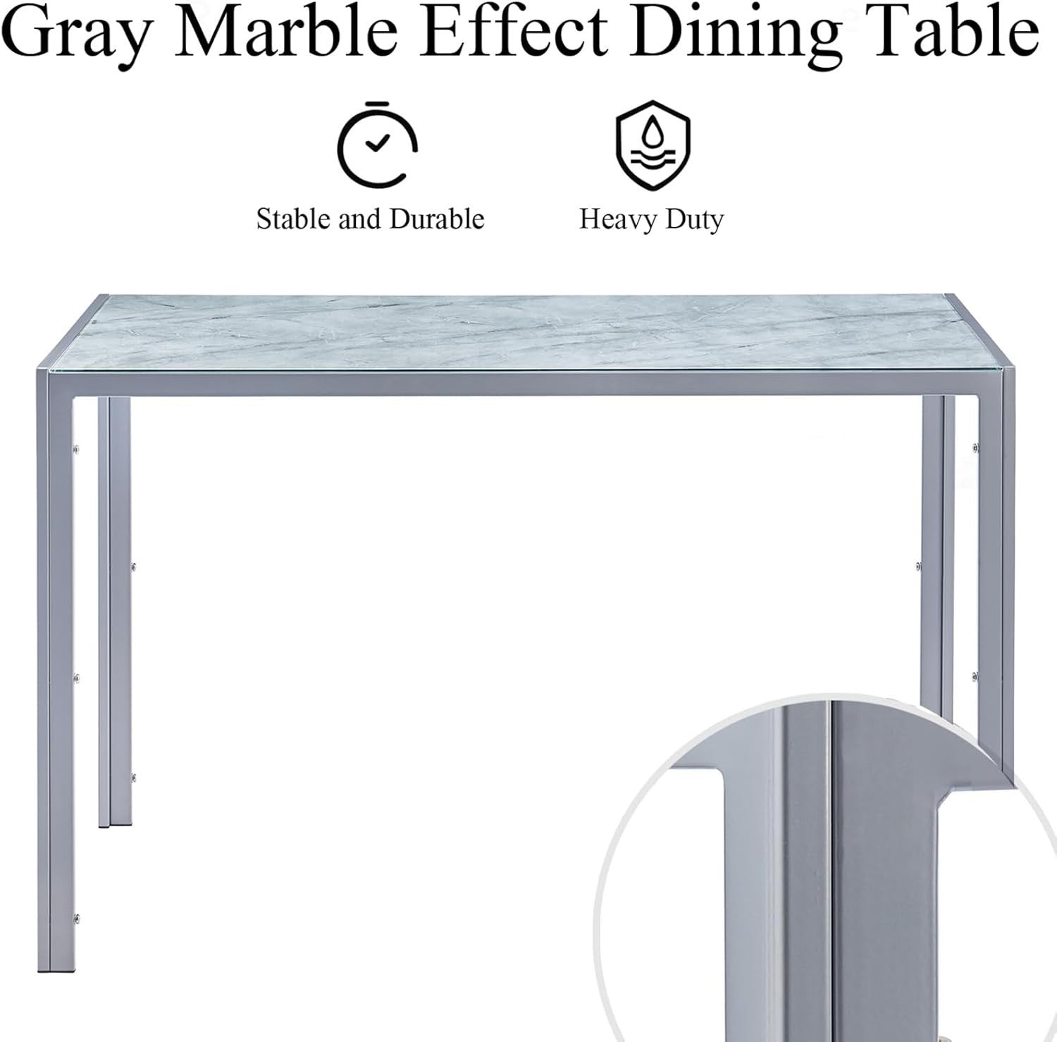 5-Piece Marble Glass Dining Set 120x70x75cm Rectangular Table with Chairs