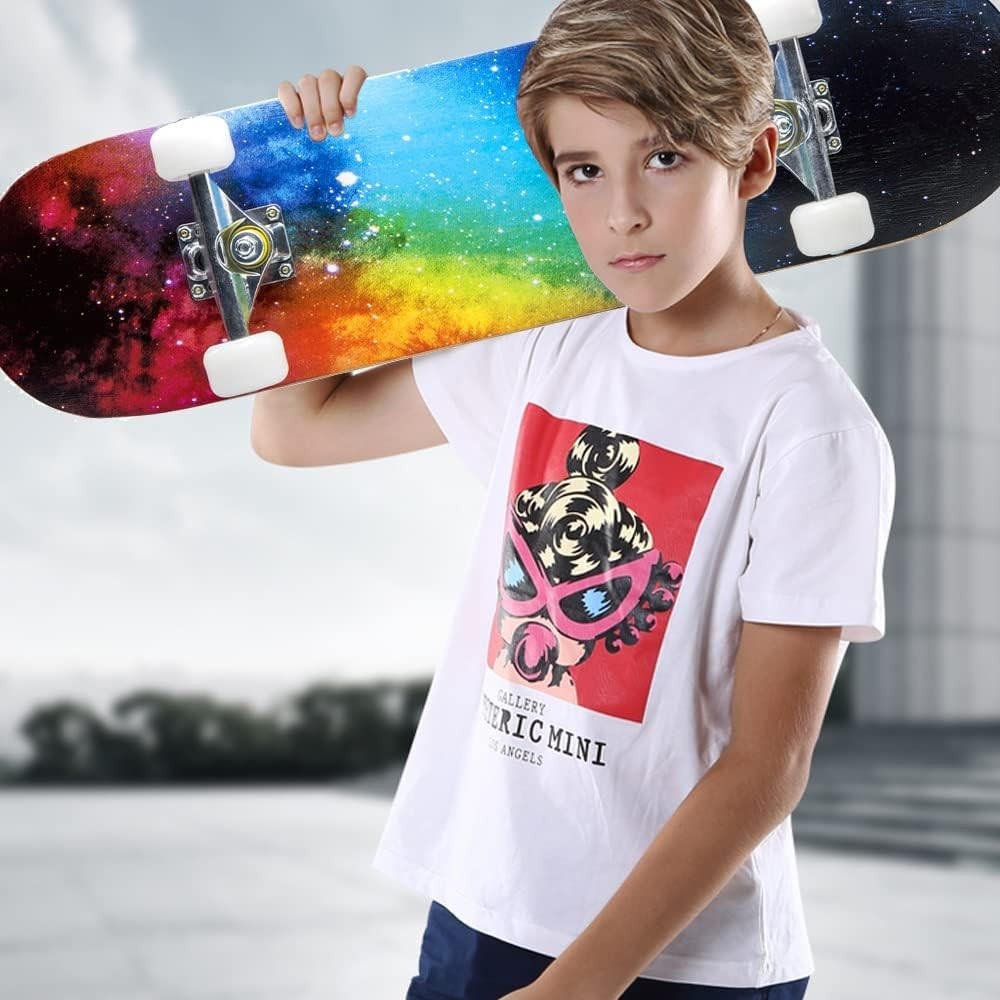 31 Inch Complete Skateboard Maple Wood Double Kick Sports Design