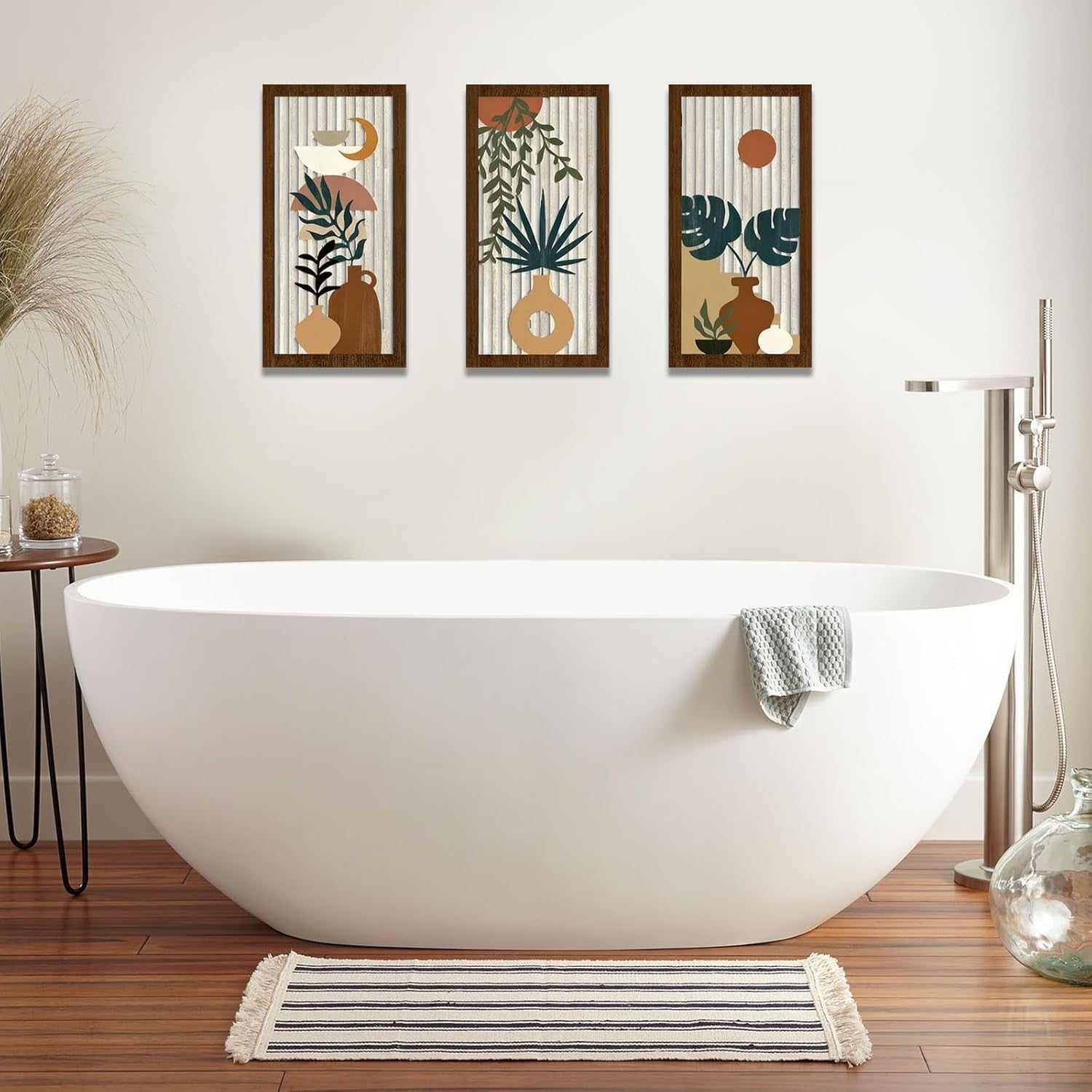 3 Pack Boho Wooden Wall Art Natural Wood Hanging Decor