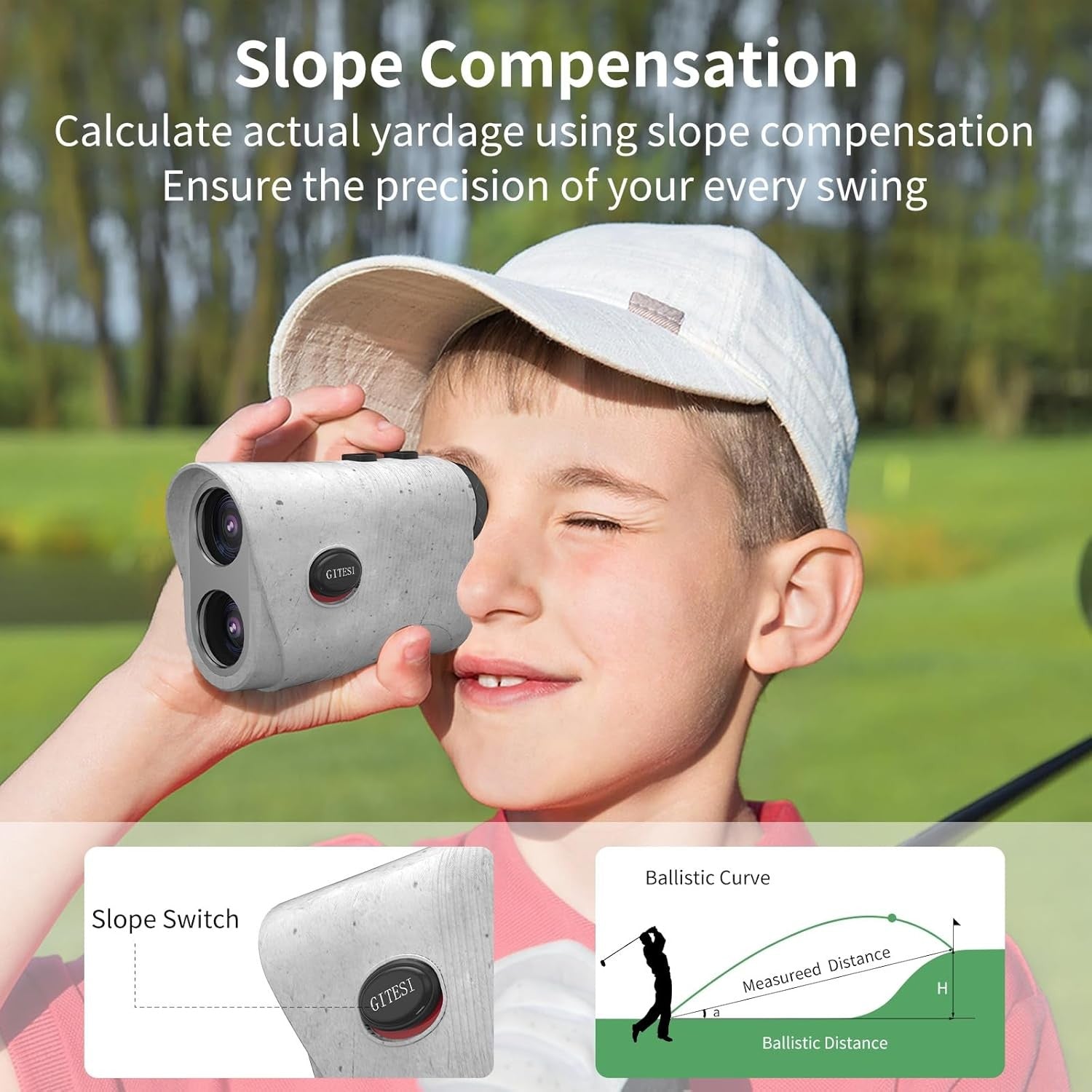 Golf Rangefinder 1200Y Laser Slope 7X Magnification Flag Lock USB Rechargeable