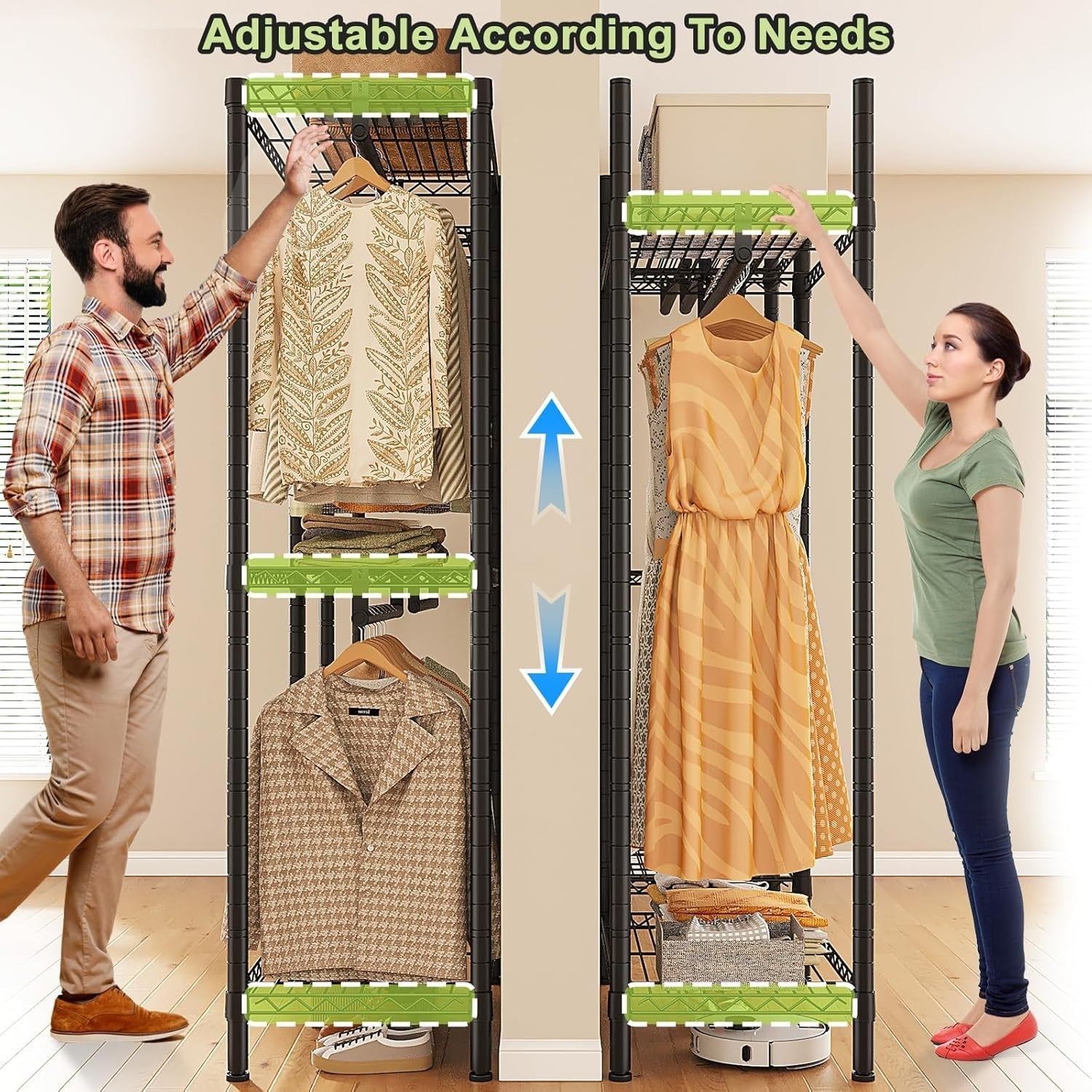 Heavy Duty Open Wardrobe Metal Rail with Shelves Storage Rack 195cm