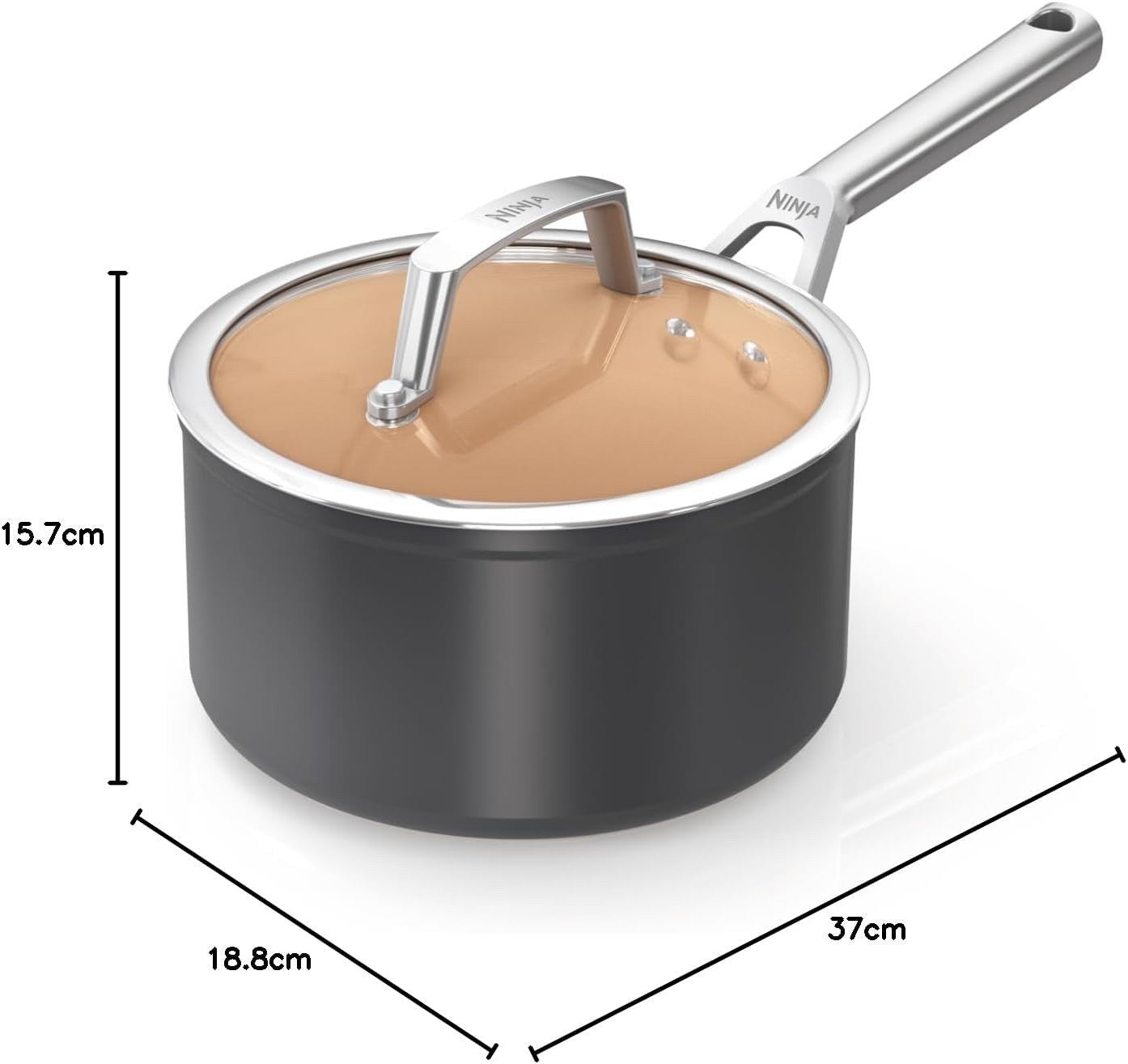 18cm Ceramic Saucepan with Lid – Induction & Oven Safe Non Stick Pan PFAS-Free