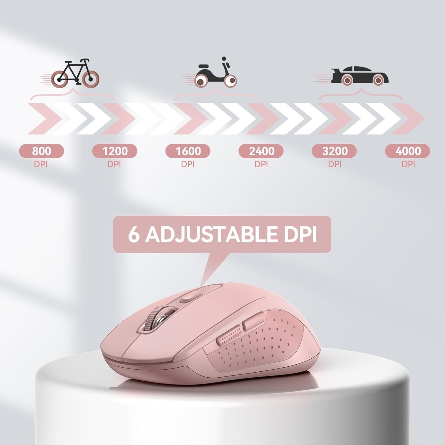 Silent Bluetooth Mouse 4000 DPI Dual Mode Long Battery Ergonomic Pink