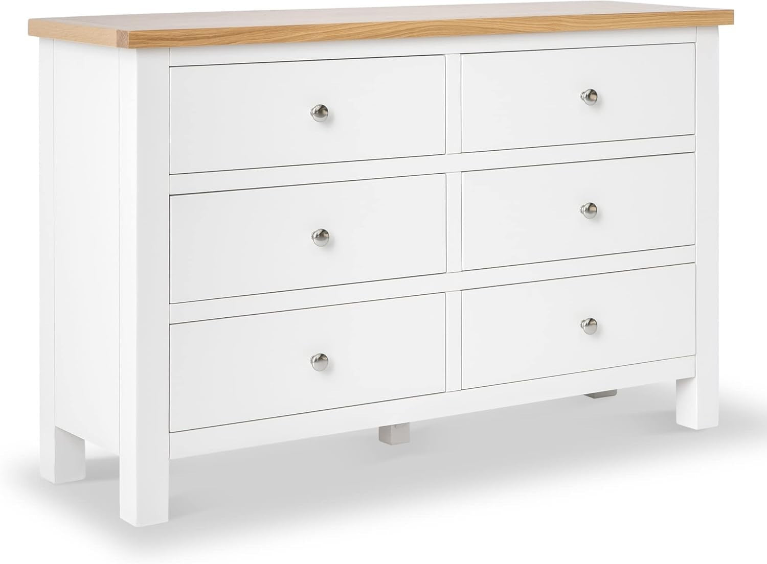 White Oak Top 6 Drawer Chest Solid Wood Bedroom Storage Cabinet Painted