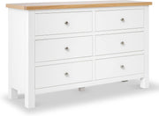 White Oak Top 6 Drawer Chest Solid Wood Bedroom Storage Cabinet Painted