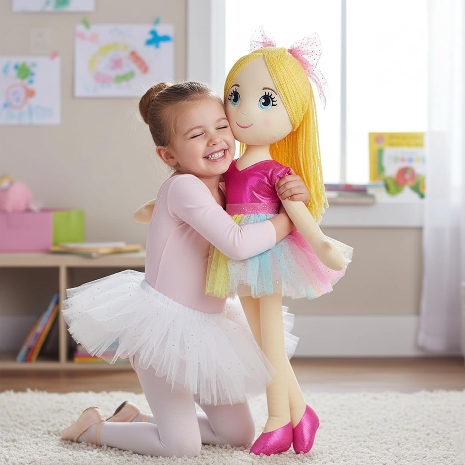 80cm XL Ballerina Princess Plush Doll Life Size Soft Pink Gift for Girls