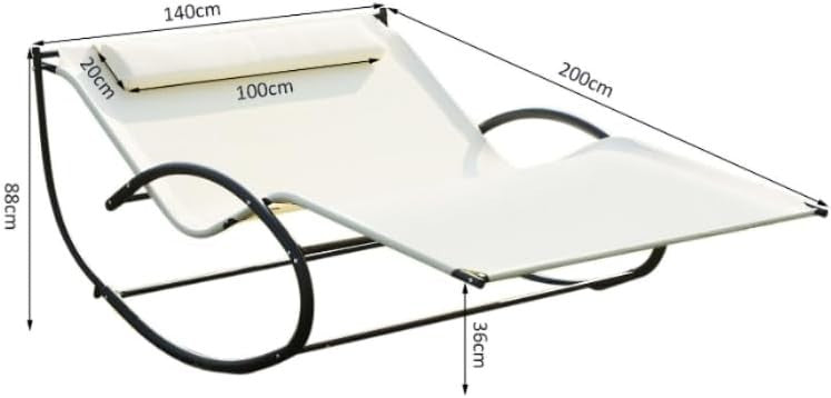 2 Seater Garden Sun Lounger Swing Hammock Bed – Outdoor Metal Daybed 200cm