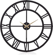 50cm Large Metal Wall Clock Roman Numerals Silent Quartz Modern Home Decor