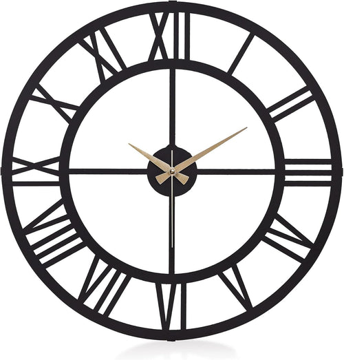 50cm Large Metal Wall Clock Roman Numerals Silent Quartz Modern Home Decor