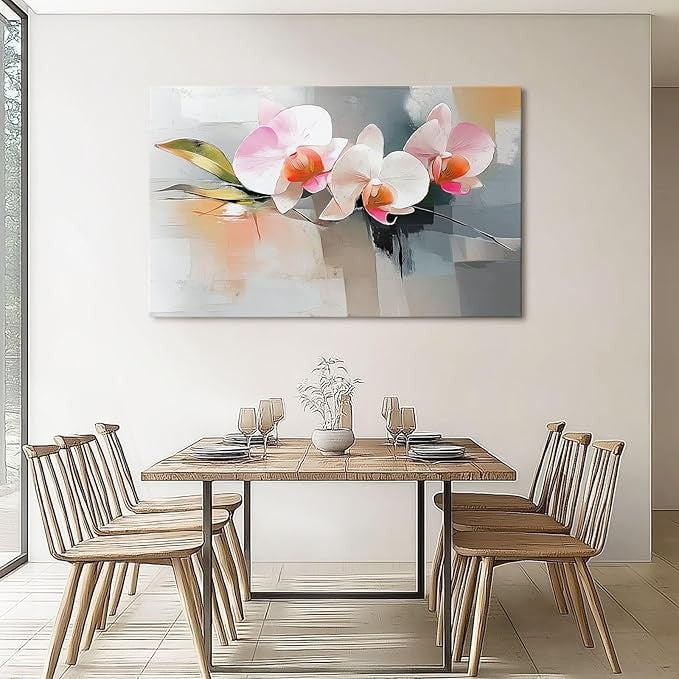 Canvas Wall Art Orchid Pink White 46x31cm Modern Bedroom Decor