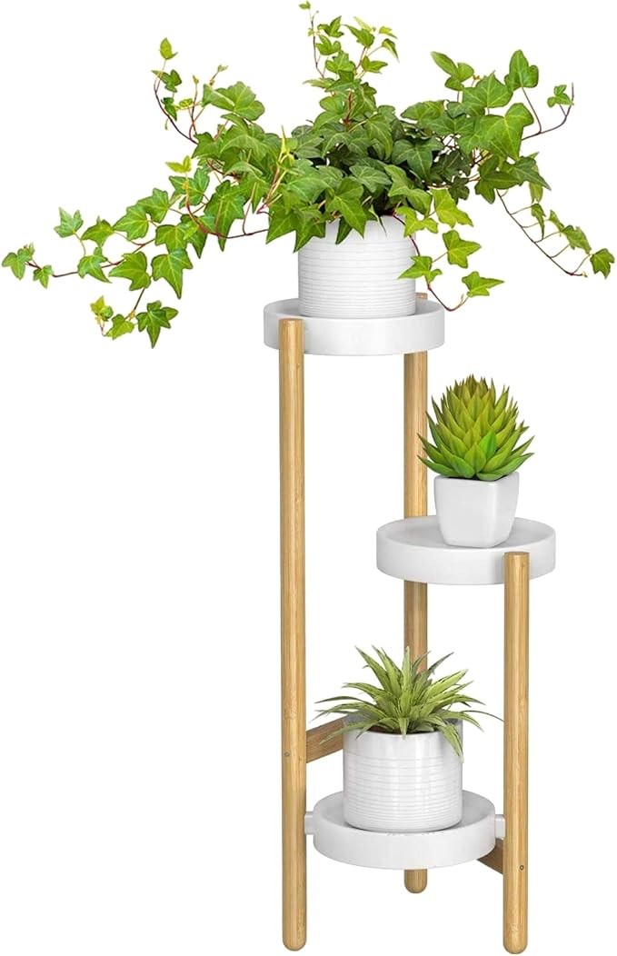 3 Tier Tall Bamboo Plant Stand Indoor Outdoor Flower Display Shelf Rack