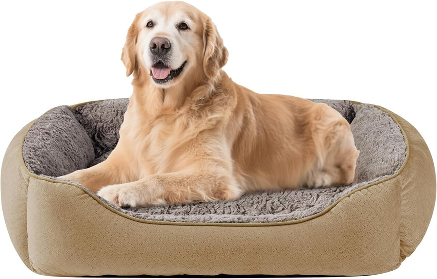 Extra Large Dog Bed Soft Washable Anti Slip Rectangle Brown
