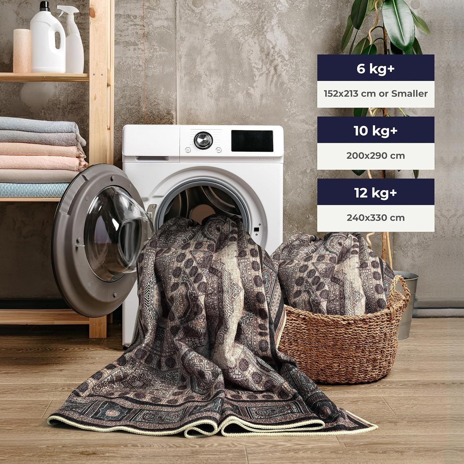 Washable Runner Rug 80x150cm Brown Beige Non-Slip Soft Hallway Kitchen Bedroom